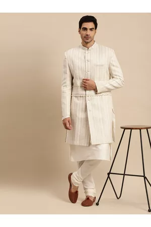KISAH Men Solid Pure Cotton Indowestern Sherwani
