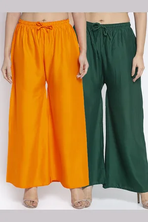 Jinfo Women Orange & Green Flared Palazzos Set Of 2