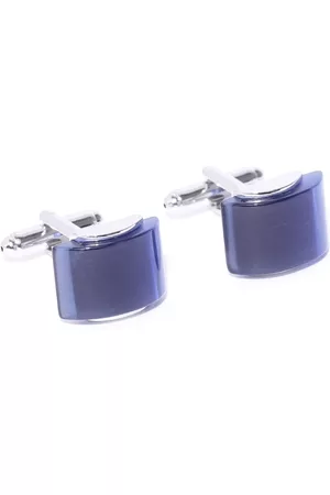 YouBella Navy Blue Silver-Plated Solid Rectangle Cufflinks