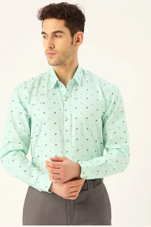 SOJANYA Men Blue & Black Classic Regular Fit Printed Formal Shirt