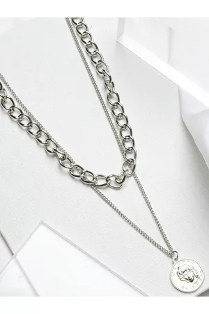 Joker & Witch Silver-Toned Alloy Layered Necklace
