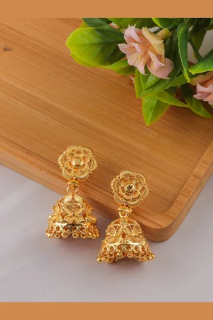 Brandsoon 1 Gram Gold-Plated Dome Shaped Jhumkas Earrings