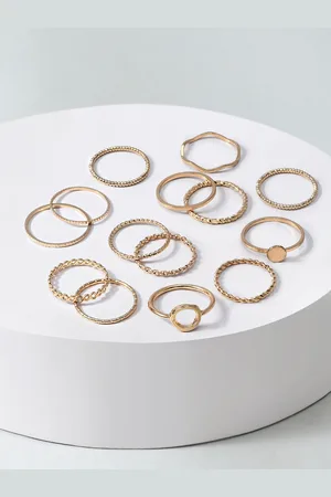 Ami Women Set Of 14 Gold-Plated Stackable Finger Rings