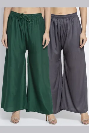 Jinfo Women Pack of 2 Green & Grey Ethnic Palazzos