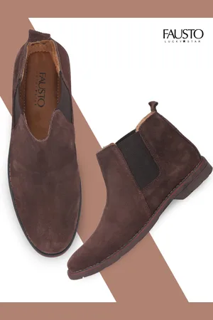 FAUSTO Men Brown Suede Flat Boots