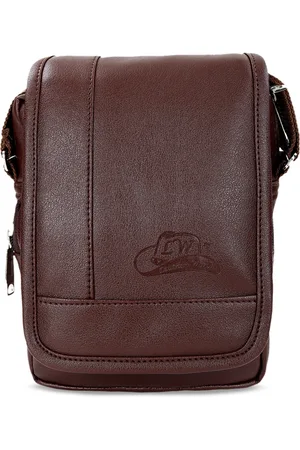 Leather World Brown Solid Sling Bag