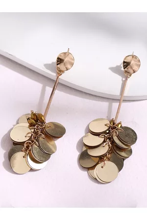 DEEBACO Gold-Toned Contemporary Ruffle Drop Earrings