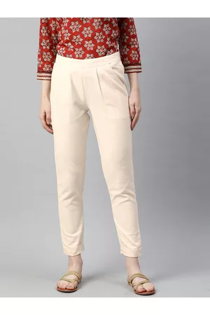 Jaipur Women Off-White Cropped Trousers