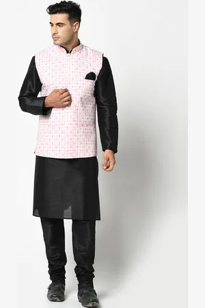 DEYANN Men Pink & Black Kurta with Pyjamas