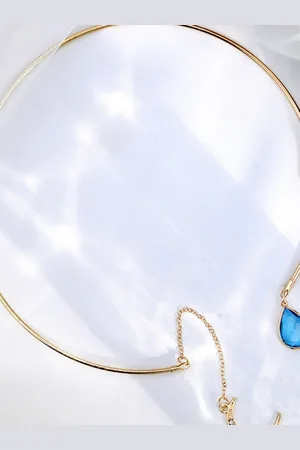 Joker & Witch Gold-Toned & Blue Alloy Gold-Plated Open Necklace