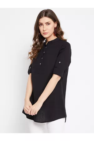 Bitterlime Women Black Pure Cotton Tunics