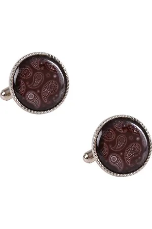 Tossido Men Brown & Silver-Toned Cufflink