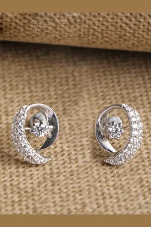 CLARA Silver-Toned Contemporary Studs Earrings
