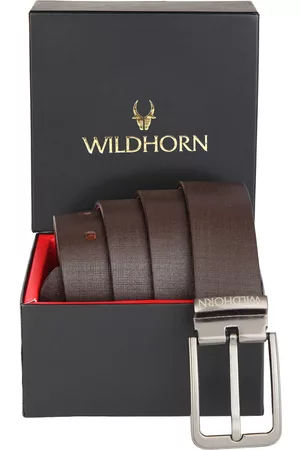 WildHorn Men Brown Textured Leather Formal Belt