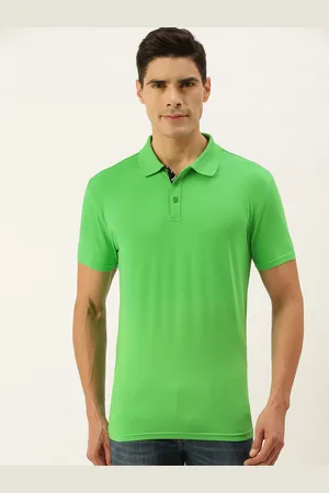 Forever 21 Men Green Solid Polo Collar T-shirt