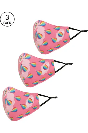 Tossido Kids Pack Of 3 Printed 3-Ply Reusable Pure Cotton Cloth Mask