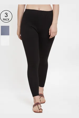 Jinfo Women Black & White Pack Of 3 Solid Churidar-Length Leggings