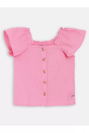 Blue Giraffe Girls Pink Solid A-Line Top