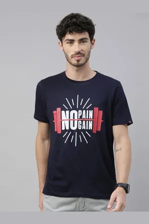 Bushirt Men Navy Blue Printed Round Neck Pure Cotton T-shirt