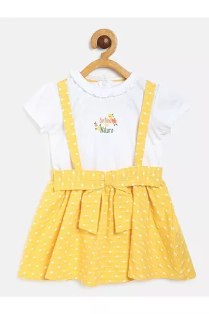 MINI KLUB Girls White & Yellow Pinafore dress
