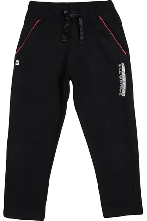 PROTEENS Girls Antiviral & Antibacterial Black Solid Cotton Track Pants