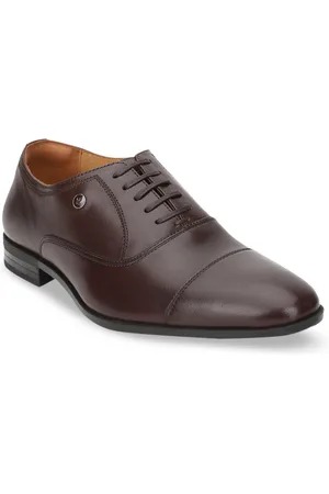 Louis Philippe Men Brown Solid Leather Formal Oxfords