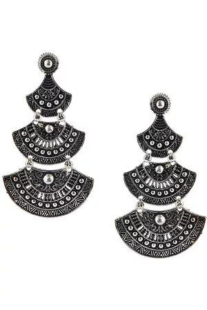 DESI COLOUR Silver-Toned Classic Drop Earrings
