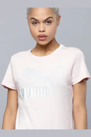 PUMA Women Pink & Silver-Toned Brand Logo Printed T-shirt