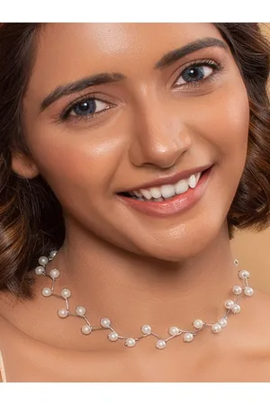 ToniQ Woman Silver-Toned & White Silver-Plated Necklace