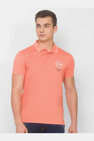 SPYKAR Men Pink & White Printed Polo Collar T-shirt