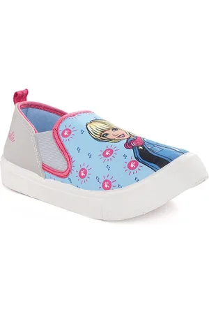 toothless Kids Girls Blue & Silver Barbie Printed Sneakers