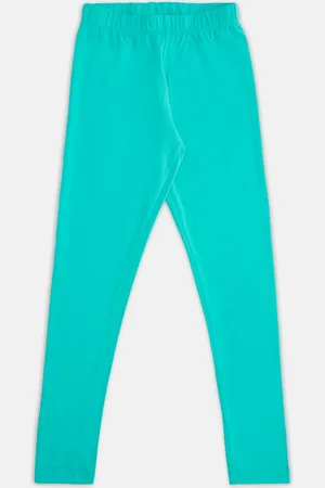 Pantaloons Girls Sea Green Solid Ankle-Length Leggings