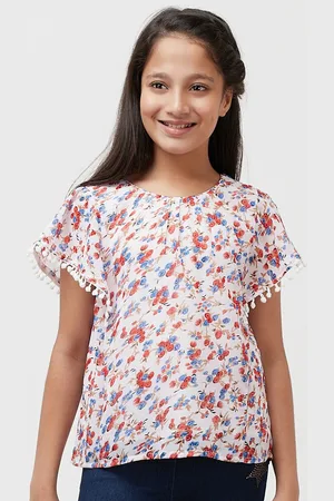 CACA CINA Off White Floral Georgette Regular Top
