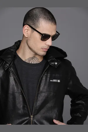 WROGN Men Black Leather Jacket