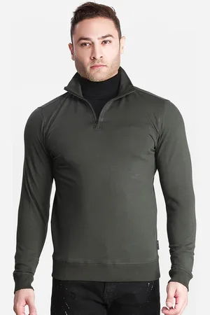 Dream of Glory Inc Men Olive Green Solid Sweatshirt