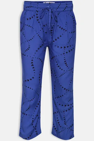Oxolloxo Girls Blue Printed Regular Trousers