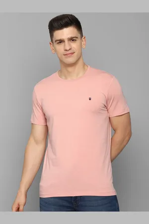 Louis Philippe Men Peach-Coloured Cotton Slim Fit T-shirt