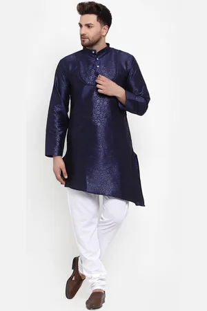 KLOTTHE Men Navy Blue Printed Kurta with Pyjamas
