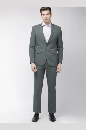Park Avenue Men Grey Melange Solid Super Slim Fit Single-Breasted Formal Suit