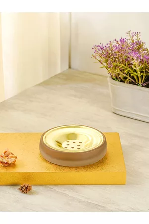 Pure Home and Living Brown Frosted Glass Soap Dish