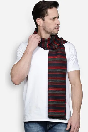 Alvaro Castagnino Men Red & Grey Striped Muffler