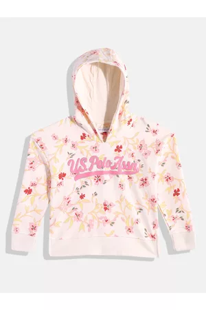 Ralph Lauren Girls Off White Printed Hooded Sweatshirt