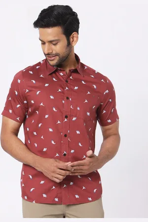 MERCHANT MARINE Men Red Classic Slim Fit Printed Casual Shirt