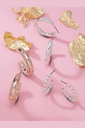 Ami Set of 3 Rose Gold-Plated & Silver-Toned Half Hoop Earrings