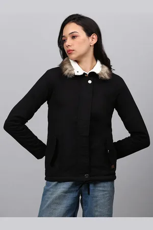 Campus Women Black Windcheater Tailored Jacket