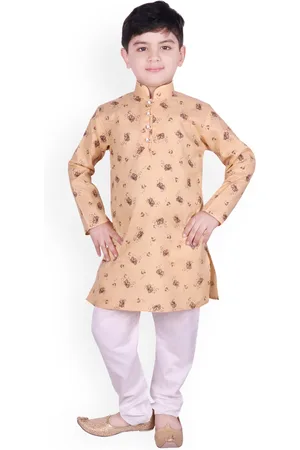 SG Boys Brown & White Printed Kurta with Pyjamas