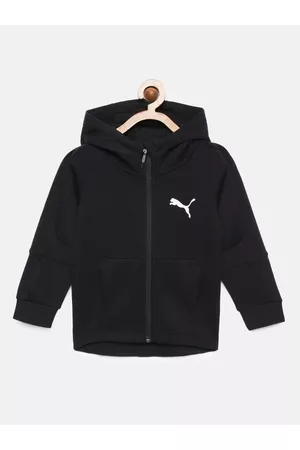 PUMA Boys Black Solid Evostripe Full-Zip Hoodie Jacket