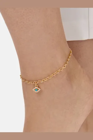 MINUTIAE Women Gold Toned & Blue Charm Anklet