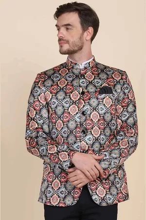 Tahvo Men Printed Slim-Fit Single-Breasted Blazers
