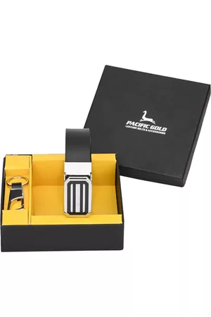 Pacific Men Black & Silver-Toned Leather Accessory Gift Set